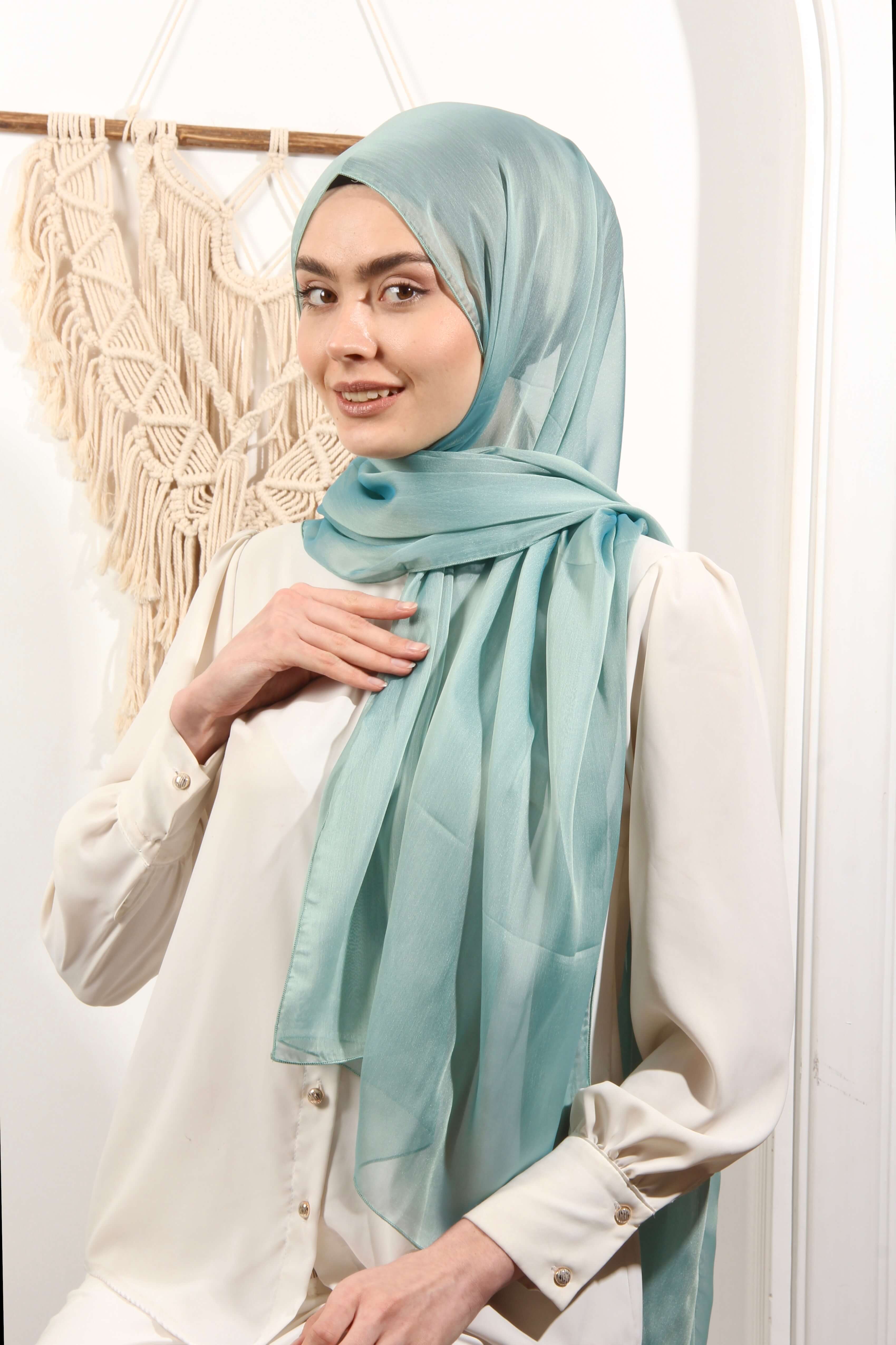 Ay Mina by Dilek Akhisarlı 7586-05  JanJan Şifon Çağla Yeşili  Şal