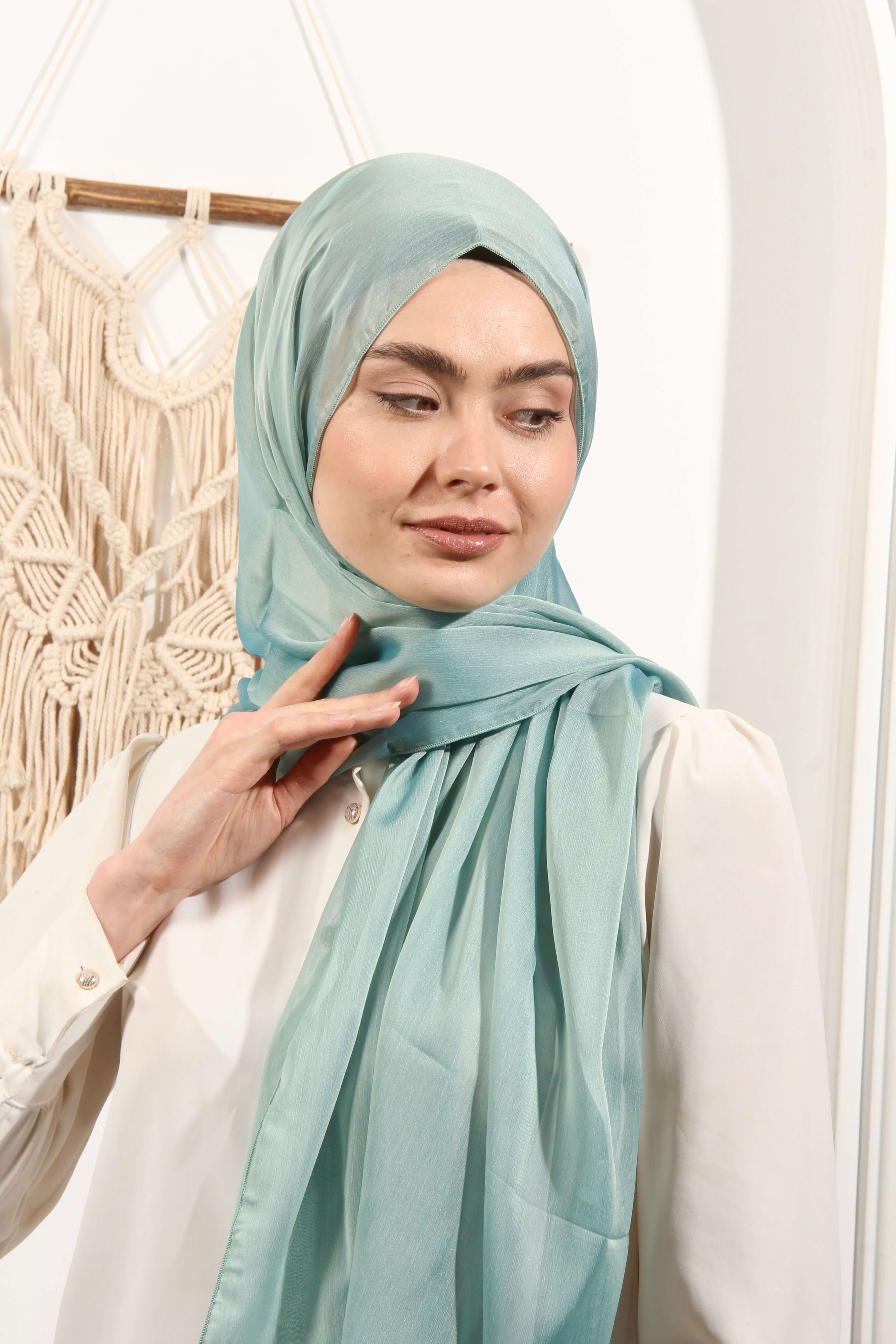 Ay Mina by Dilek Akhisarlı 7586-05  JanJan Şifon Çağla Yeşili  Şal