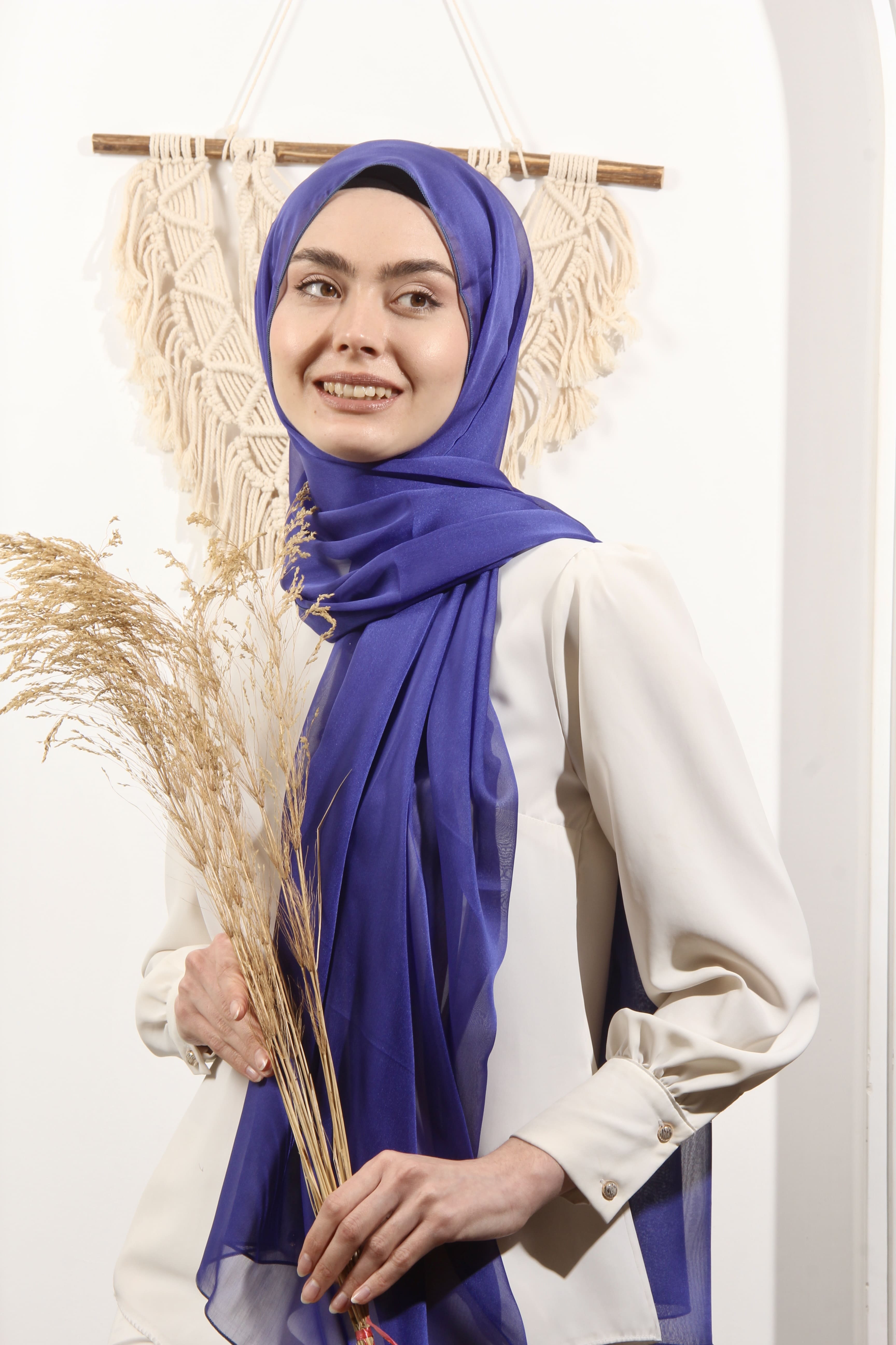 Ay Mina by Dilek Akhisarlı 7586-10 JanJan Şifon Saks  Şal