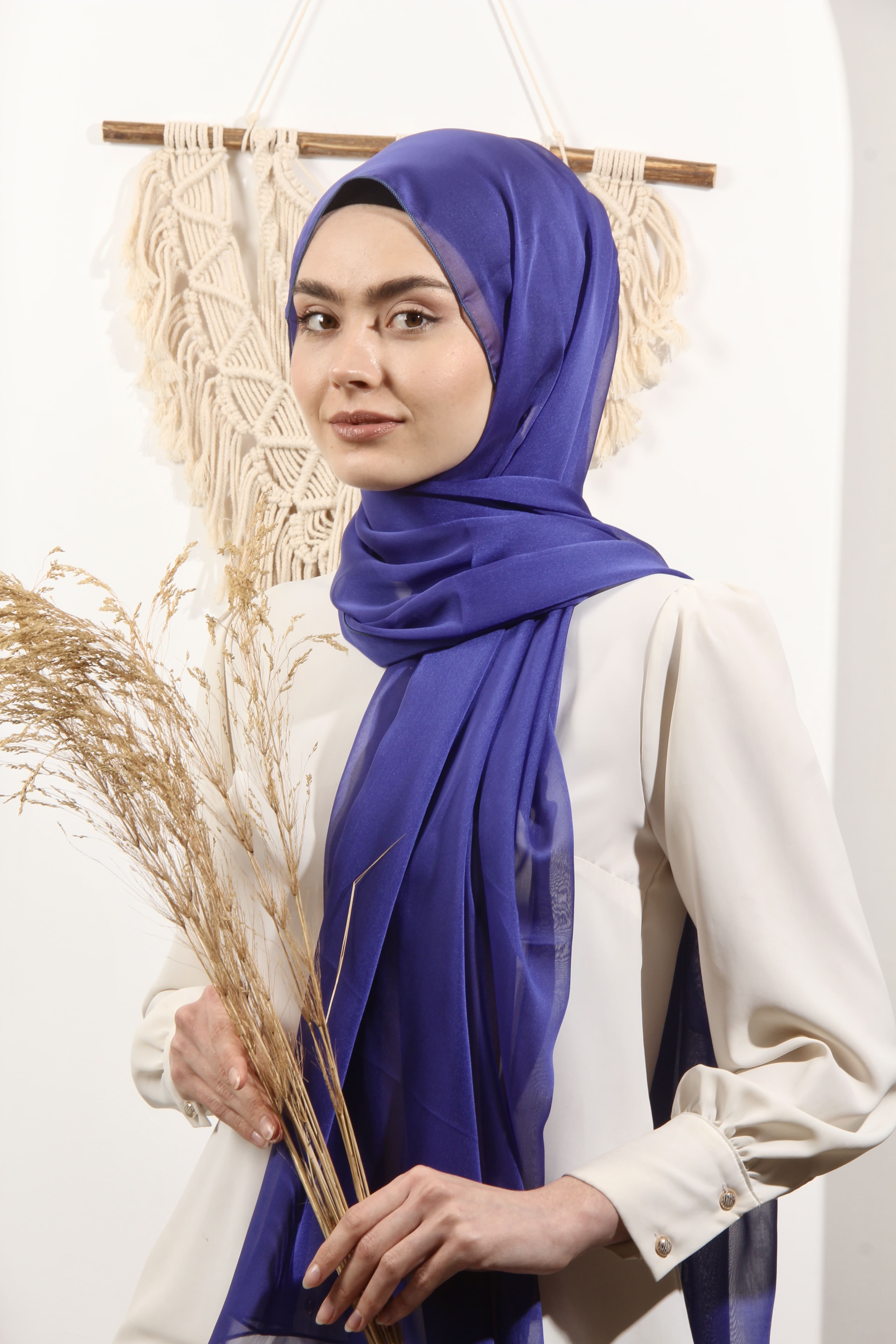 Ay Mina by Dilek Akhisarlı 7586-10 JanJan Şifon Saks  Şal