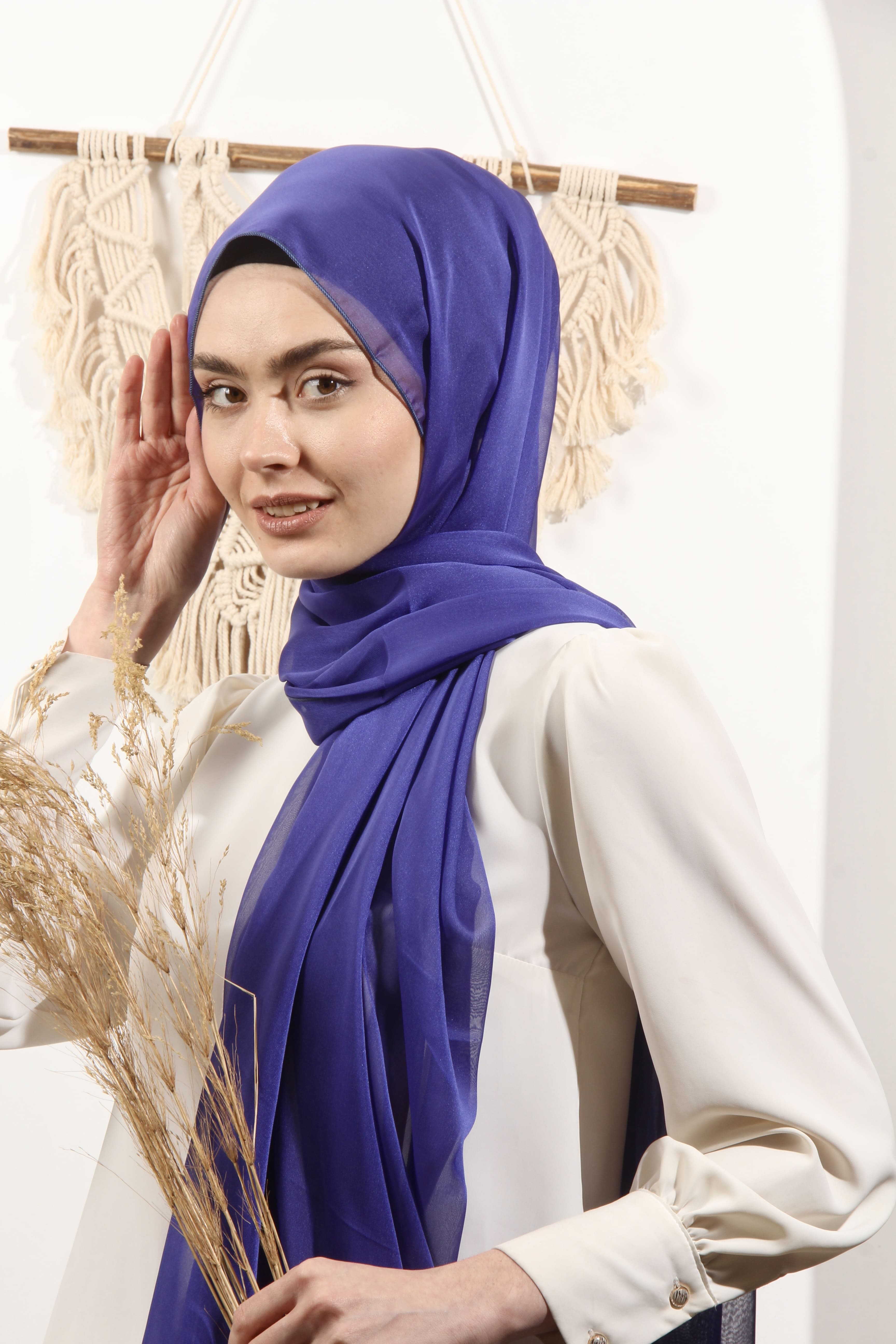 Ay Mina by Dilek Akhisarlı 7586-10 JanJan Şifon Saks  Şal