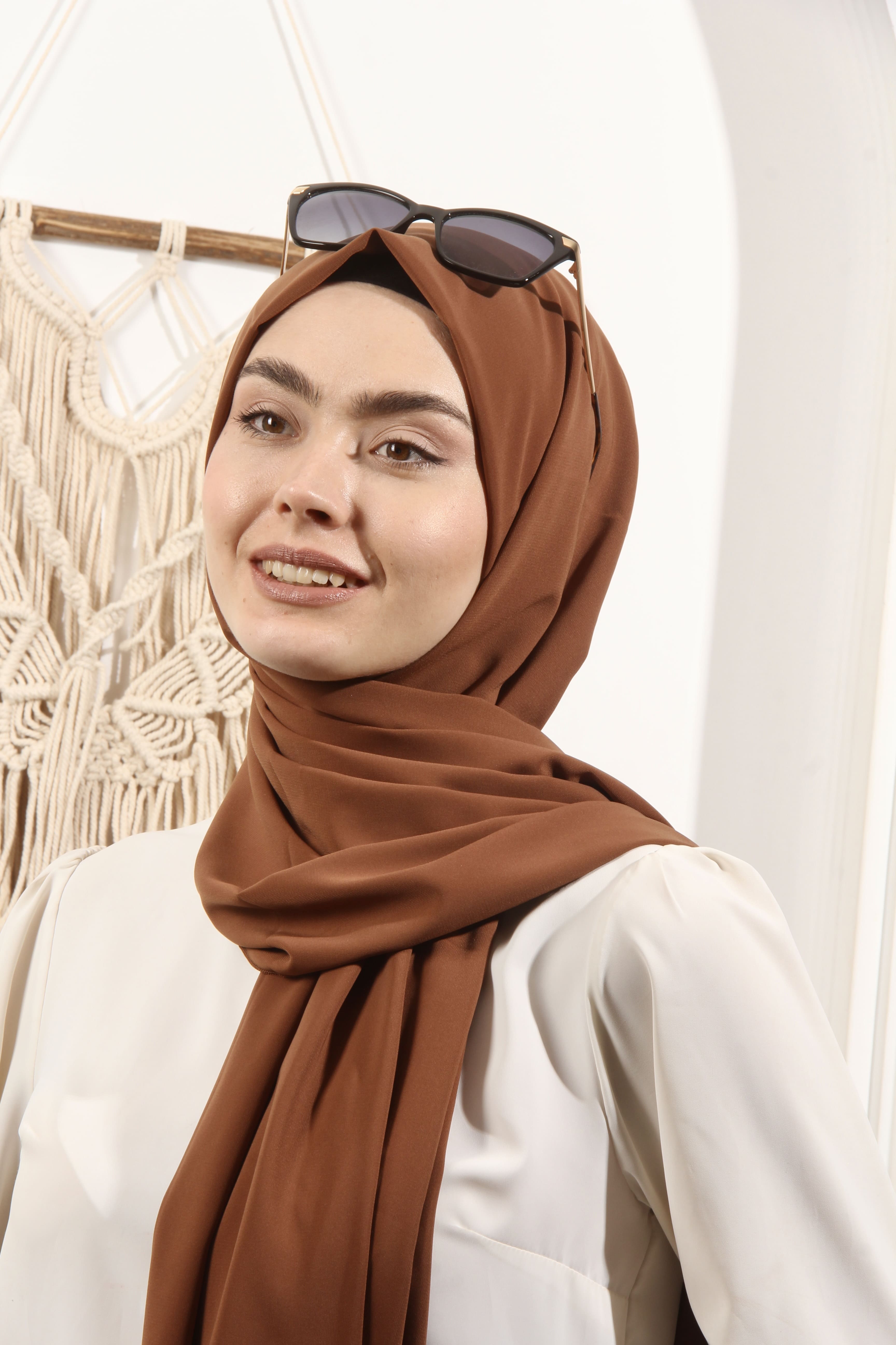 Ay Mina by Dilek Akhisarlı 8612-02 İpek Pamuk Taba  Şal