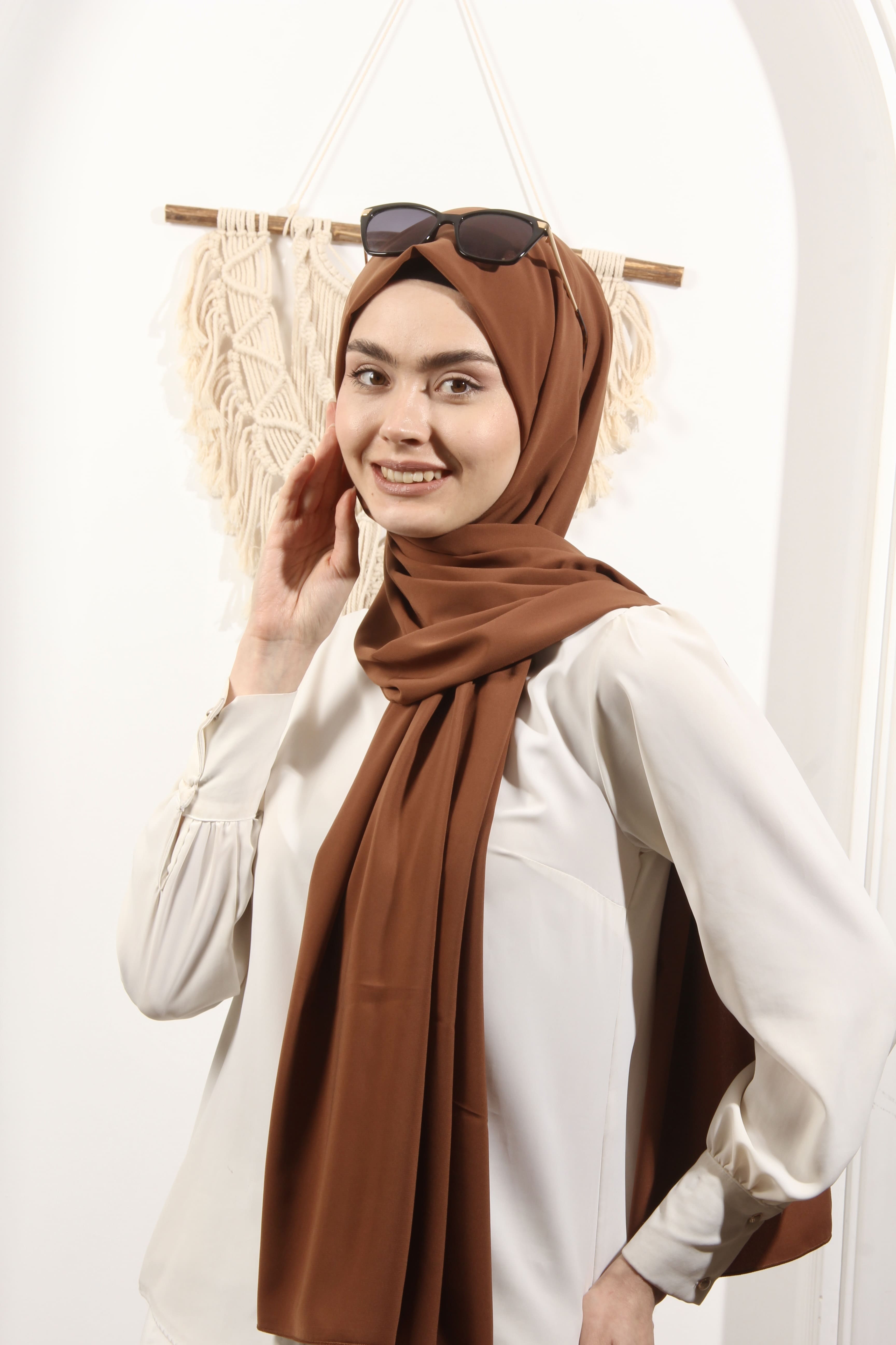 Ay Mina by Dilek Akhisarlı 8612-02 İpek Pamuk Taba  Şal