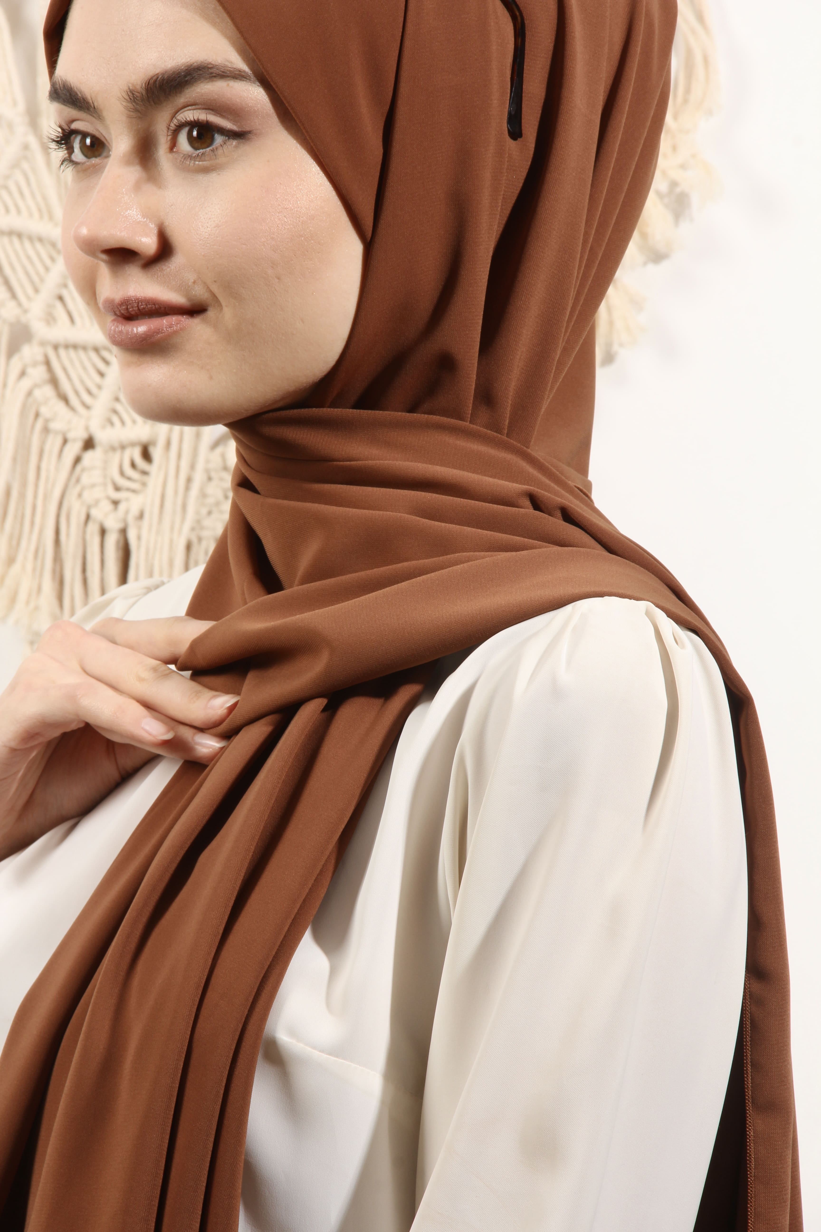 Ay Mina by Dilek Akhisarlı 8612-02 İpek Pamuk Taba  Şal